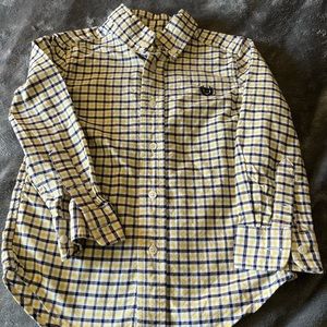 4T Chaps navy, yellow, and white long sleeve button up shirt